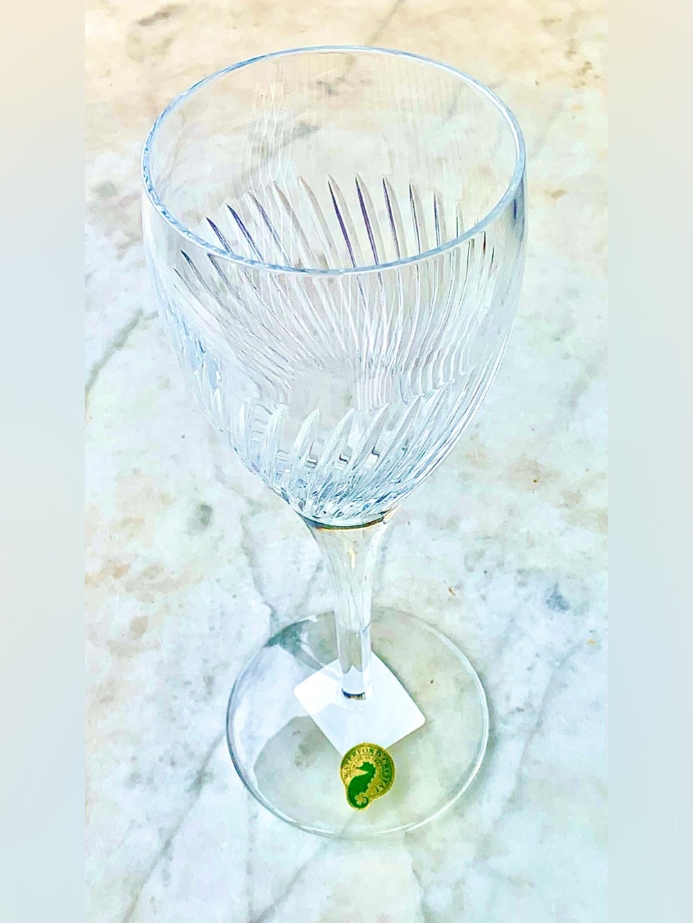 WATERFORD CRYSTAL CARLOW WATER GOBLET Glass Etched Swirl Design Clear NEW 10 OZ